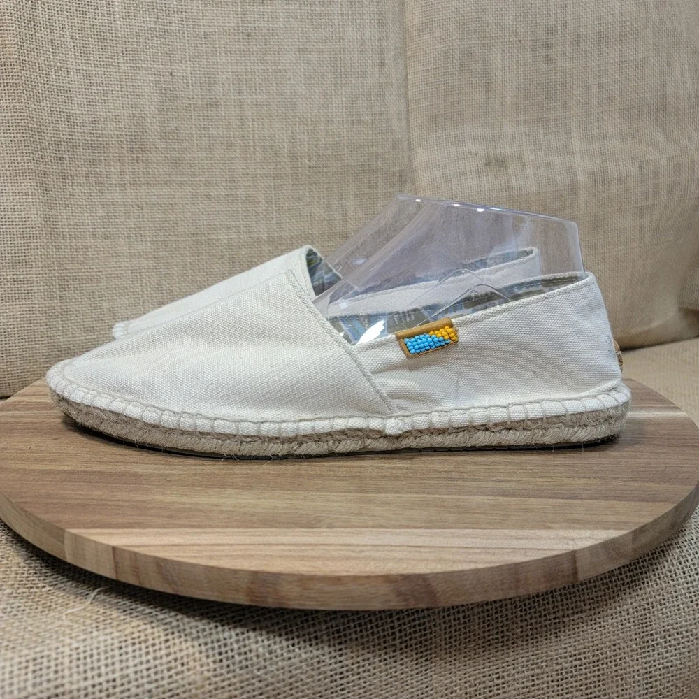 Ubuntu Espadrille Slip On Shoes Handmade in Kenya Beige Beaded Women's Size‎ 9M
